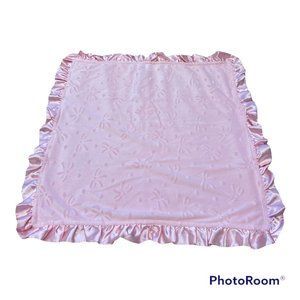 COPY - KYLE & DEENA Beautiful Pink/White Baby Blanket Satin Trimmed 30"